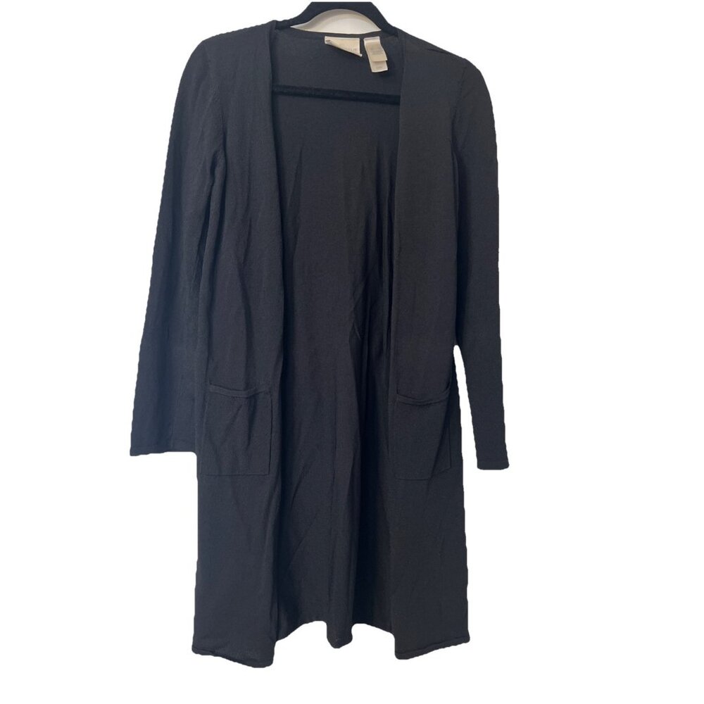 First‎ Issue By Liz Claiborne Black  Cardigan Knee Length Sweater Sz S Pocket